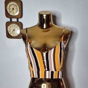 Striped Yellow and Black Women's Top